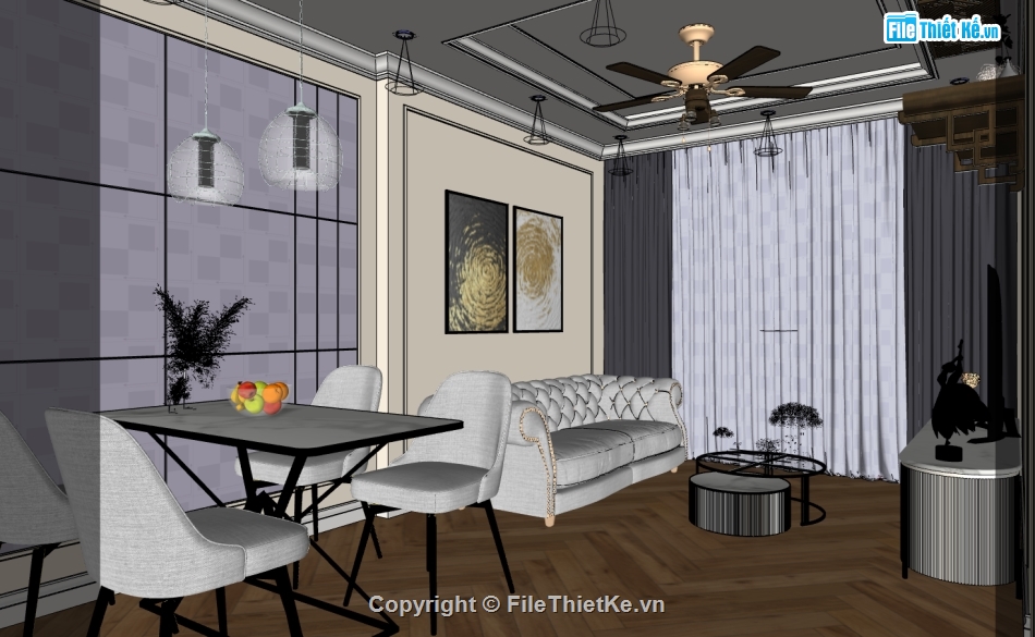 nội thất nhà hiện đại,nội thất nhà trên sketchup,dựng file su nội thất nhà,sketchup nội thất hiện đại