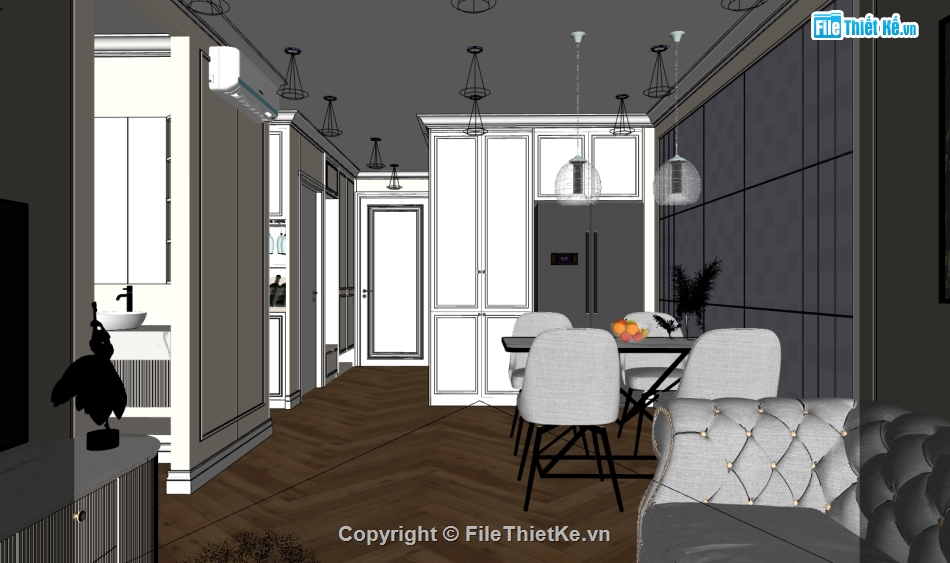 nội thất nhà hiện đại,nội thất nhà trên sketchup,dựng file su nội thất nhà,sketchup nội thất hiện đại