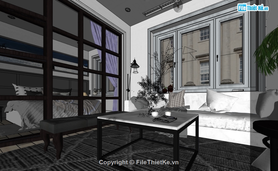 nội thất nhà file su,sketchup nội thất nhà ở,File sketchup nội thất,File sketchup nội thất nhà hiện đại