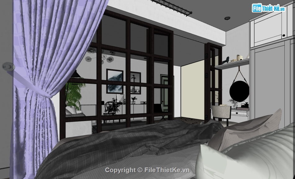 nội thất nhà file su,sketchup nội thất nhà ở,File sketchup nội thất,File sketchup nội thất nhà hiện đại