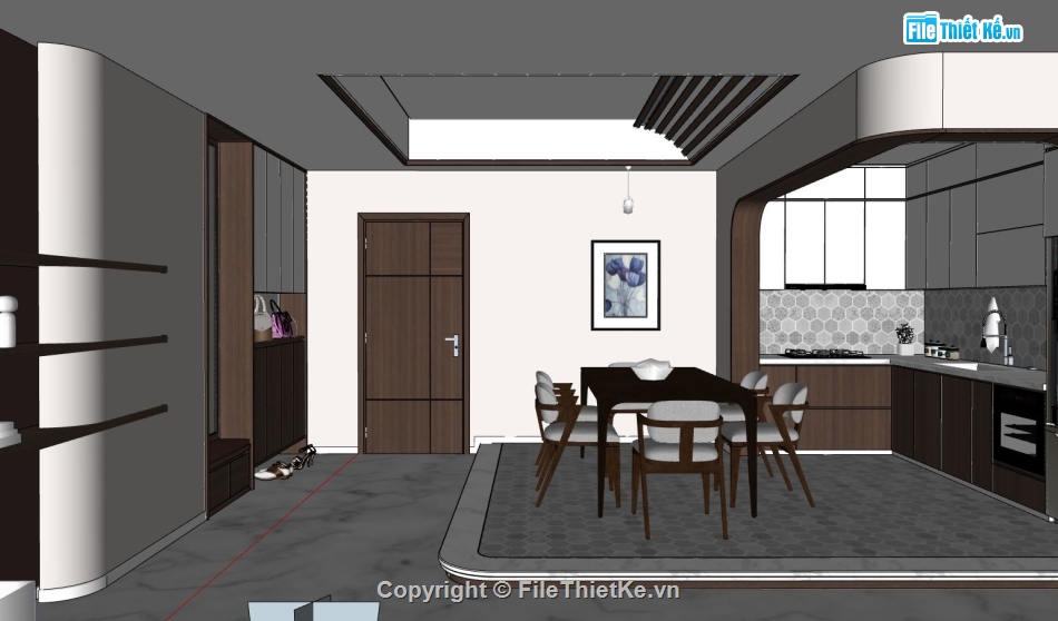 nội thất phòng khách,sketchup nội thất phòng bếp,sketchup phòng khách,phòng khách bếp,sketchup nội thất bếp