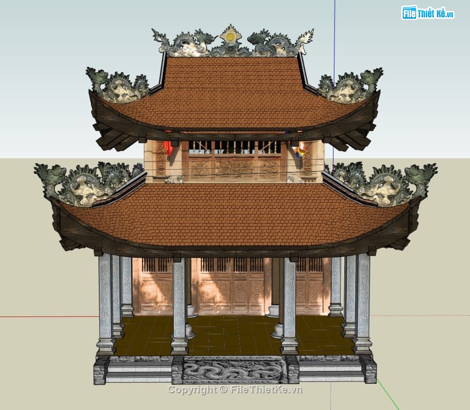 File sketchup chùa,sketchup cảnh chùa,mẫu đình chùa sketchup