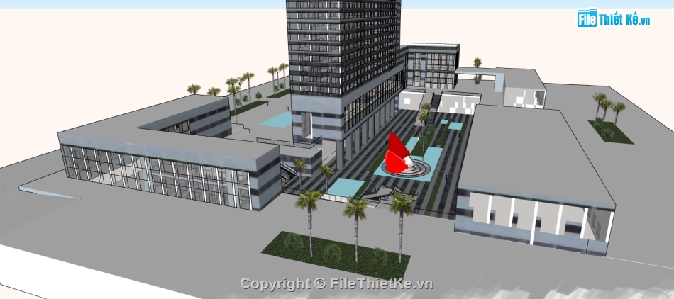 phối cảnh 3d khách sạn cao tầng hiện đại,file sketchup khách sạn cao tầng,dựng model su khách sạn hiện đại
