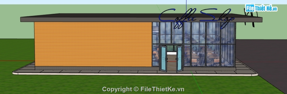 sketchup thiết kế quán coffee,quán coffee dựng trên sketchup,dựng model su quán coffee