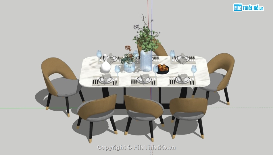 sketchup bàn ăn,File sketchup bàn ăn,mẫu bàn ăn hiện đại,bàn ăn gia đình su