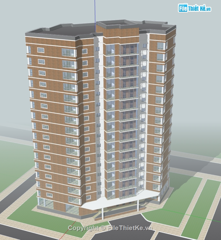 dựng sketchup tòa chung cư 16 tầng,file 3d su nhà chung cư hiện đại,chung cư dựng model su
