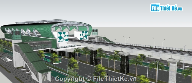 file 3d ga tàu điện trên không,ga tàu điện file sketchup,tàu điện file 3d