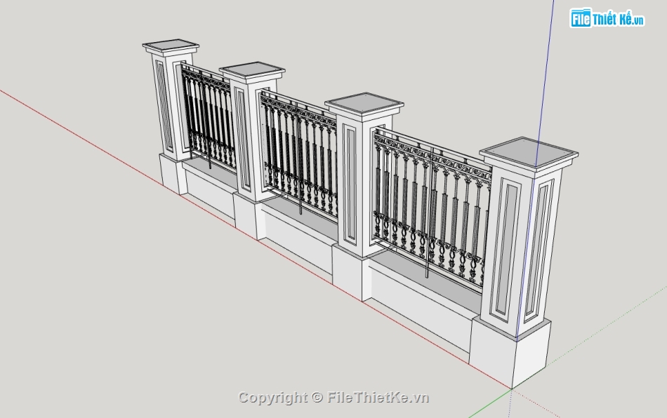 hàng rào sắt,Sketchup,Sketchup cổng rào,Sketchup Hàng rào sắt