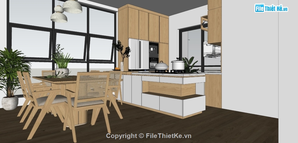 File sketchup phòng khách,File sketchup nhà bếp,File sketchup Nhà bếp,File sketchup Khách bếp