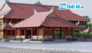 Sketchup phật học,Sketchup khối sinh hoạt,Sketchup chùa,sketchup trường phật học