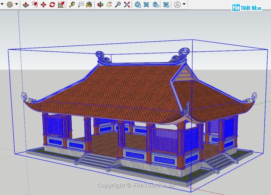 Sketchup phật học,Sketchup khối sinh hoạt,Sketchup chùa,sketchup trường phật học