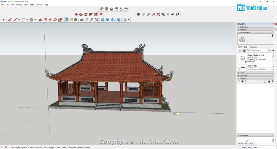 Sketchup phật học,Sketchup khối sinh hoạt,Sketchup chùa,sketchup trường phật học