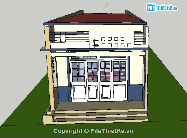 nhà cấp 4 sketchup,kiến trúc 1  tầng sketchup,sketchup nhà cấp 4,sketchup nhà 1 tầng