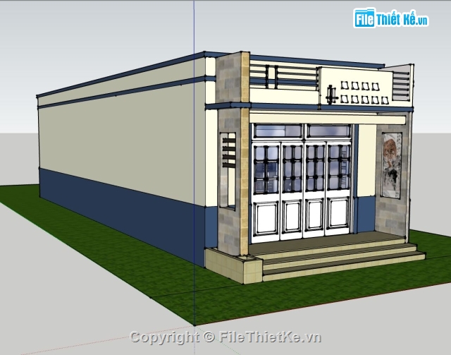 nhà cấp 4 sketchup,kiến trúc 1  tầng sketchup,sketchup nhà cấp 4,sketchup nhà 1 tầng