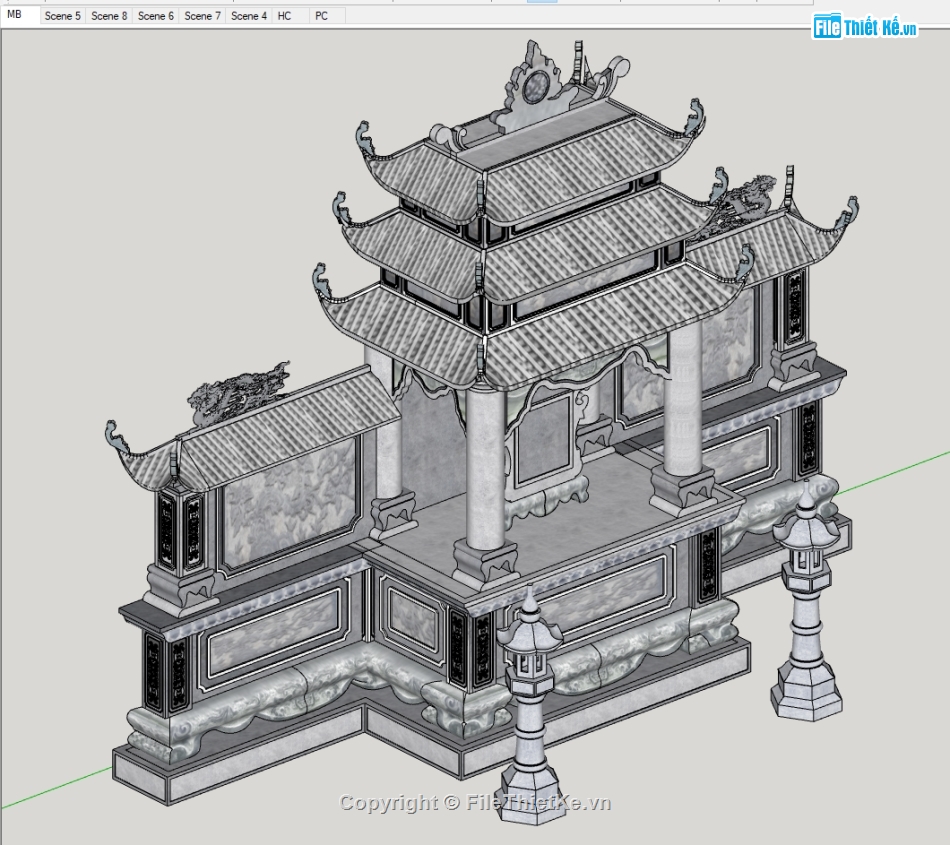 sketchup mộ đá,mộ đá,file su lăng mộ đá,model su lăng mộ đá,file sketchup lăng mộ đá