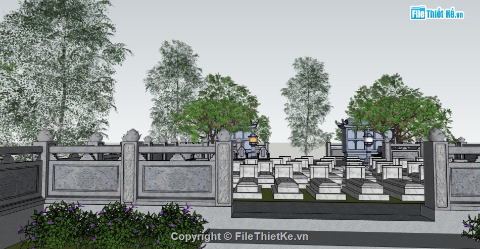 3d sketchup lăng mộ,thiết kế lăng mộ,khu lăng mộ