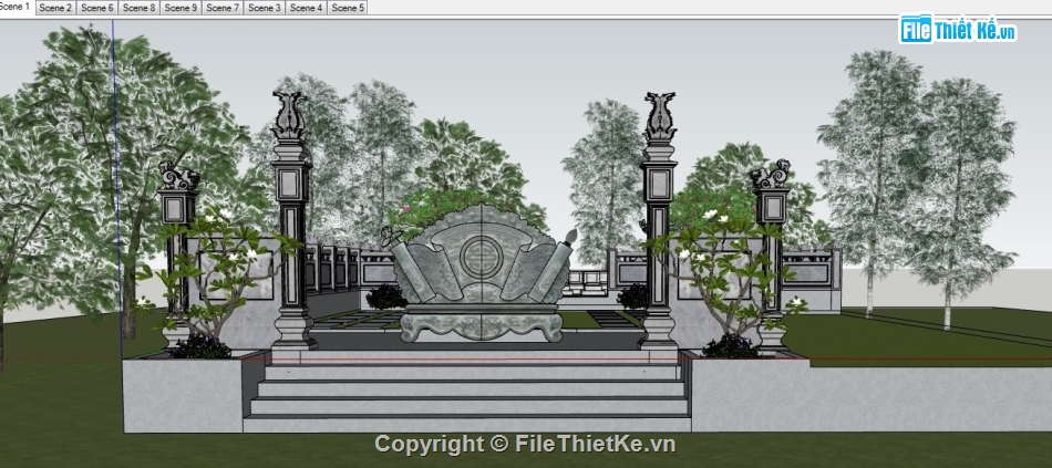 3d sketchup lăng mộ,thiết kế lăng mộ,khu lăng mộ