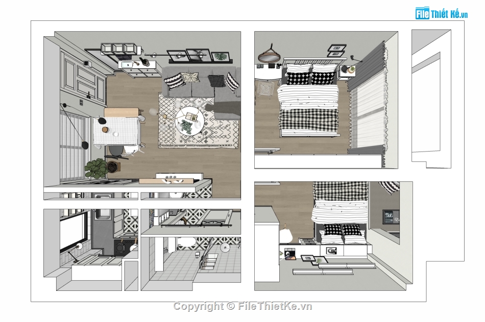 căn hộ chung cư,nội thất chung cư,Sketchup nội thất chung cư,nội thất căn hộ,Sketchup chung cư