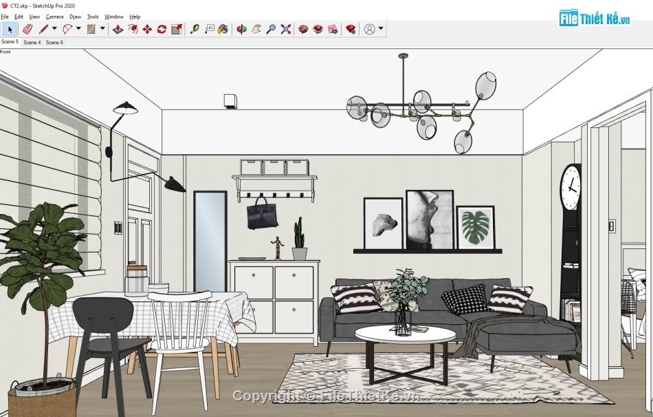 căn hộ chung cư,nội thất chung cư,Sketchup nội thất chung cư,nội thất căn hộ,Sketchup chung cư