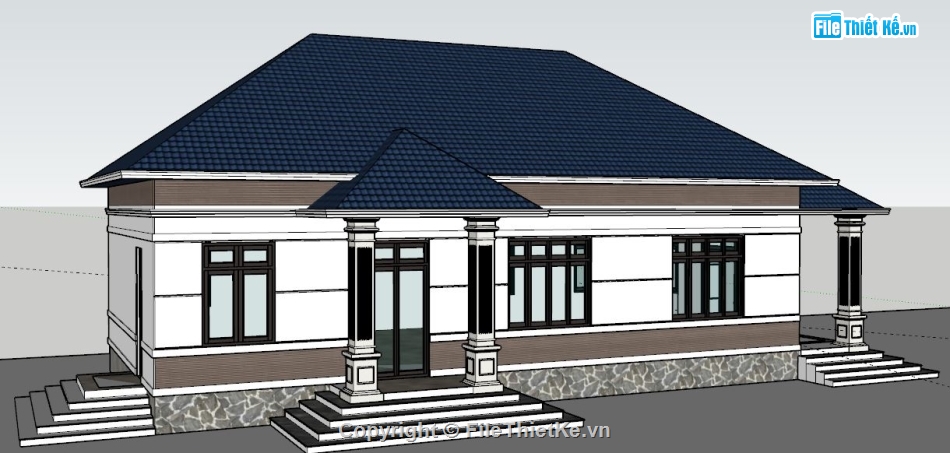 File sketchup biệt thự 1 tầng,Model sketchup biệt thự 1 tầng,Bản vẽ sketchup biệt thự 1 tầng,Mode su biệt thự 1 tầng,Biệt thự 1 tầng 8x17m,Model su biệt thự 1 tầng