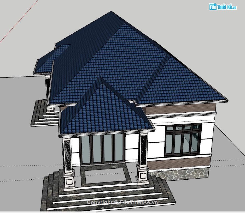 File sketchup biệt thự 1 tầng,Model sketchup biệt thự 1 tầng,Bản vẽ sketchup biệt thự 1 tầng,Mode su biệt thự 1 tầng,Biệt thự 1 tầng 8x17m,Model su biệt thự 1 tầng