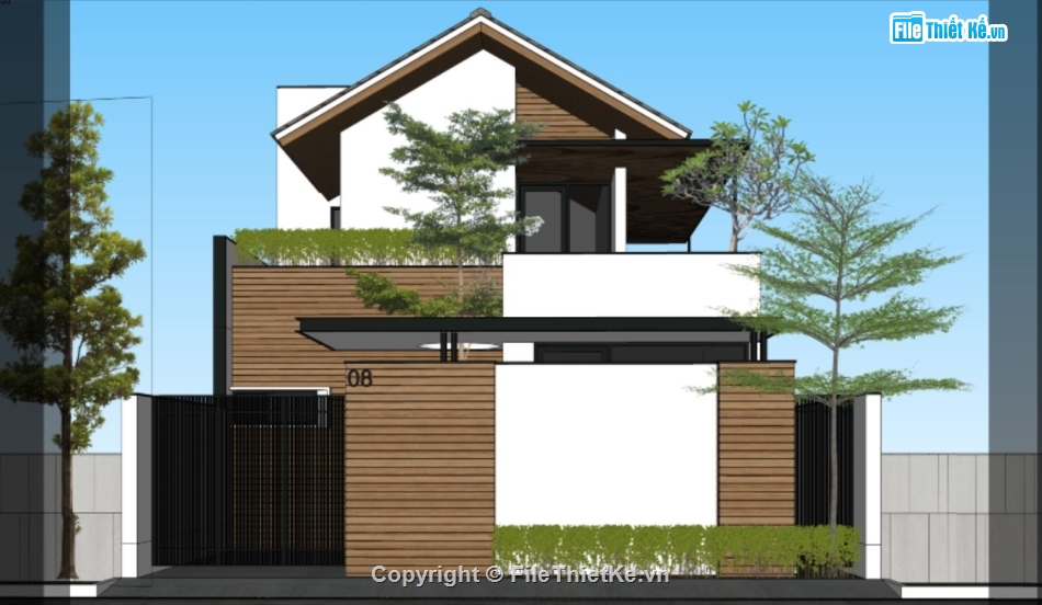 mẫu biệt thự hiện đại,biệt thự sketchup,mẫu biệt thự 2 tầng,mẫu biệt thự sketchup