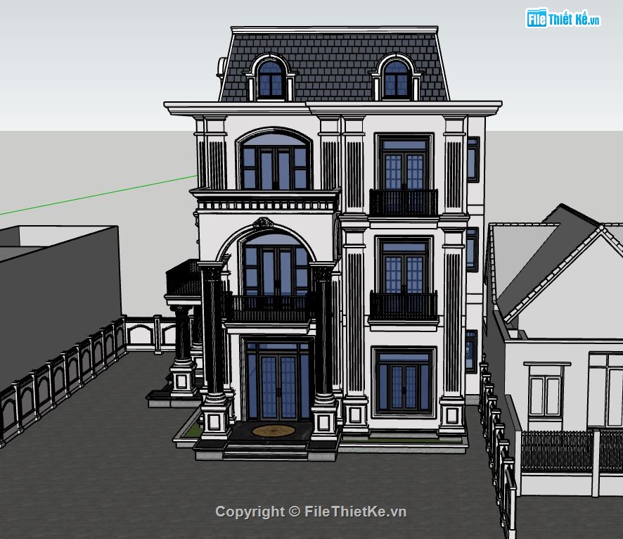 Biệt thự 3 tầng,sketchup biệt thự 3 tầng,model su biệt thự 3 tầng