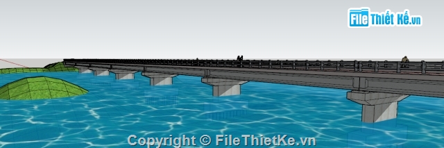 model cầu BTCT,mẫu cầu sketchup,cầu dầm i bê tông cốt thép dự ứng lực,sketchup thiết kế cầu