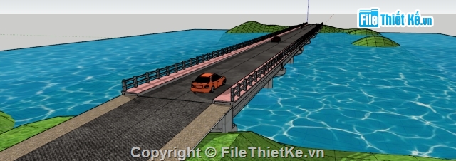 model cầu BTCT,mẫu cầu sketchup,cầu dầm i bê tông cốt thép dự ứng lực,sketchup thiết kế cầu