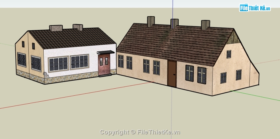 file sketchup nhà 1 tầng,model su dựng nhà 1 tầng,bao cảnh nhà 1 tầng file su