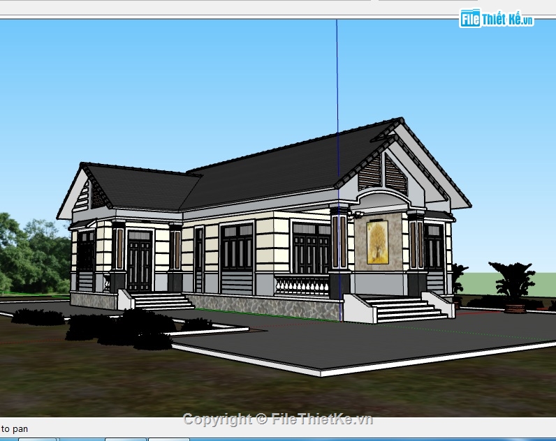 File sketchup nhà cấp 4 hiện đại,File sketchup mẫu nhà cấp 4,File sketchup mẫu nhà cấp 4 hiện đại,Model sketchup nhà cấp 4