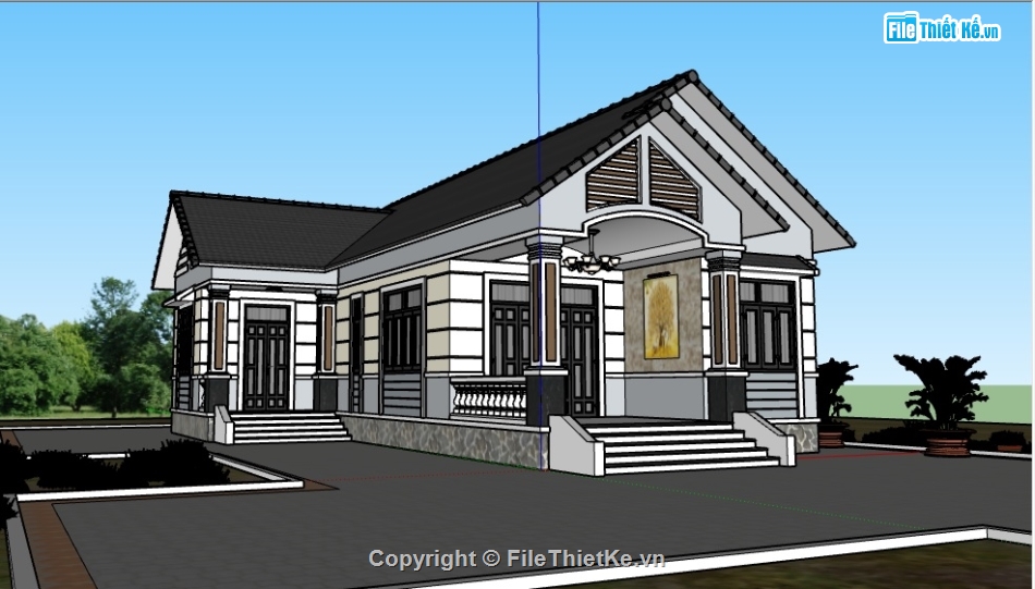 File sketchup nhà cấp 4 hiện đại,File sketchup mẫu nhà cấp 4,File sketchup mẫu nhà cấp 4 hiện đại,Model sketchup nhà cấp 4