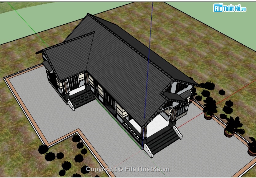 File sketchup nhà cấp 4 hiện đại,File sketchup mẫu nhà cấp 4,File sketchup mẫu nhà cấp 4 hiện đại,Model sketchup nhà cấp 4