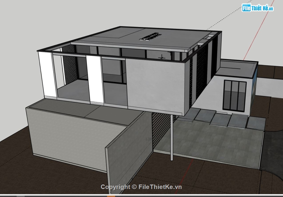 nhà hiện đại,mẫu nhà 2 tầng,mẫu nhà hiện đại,nhà 2 tầng hiện đại,file sketchup nhà phố hiện đại