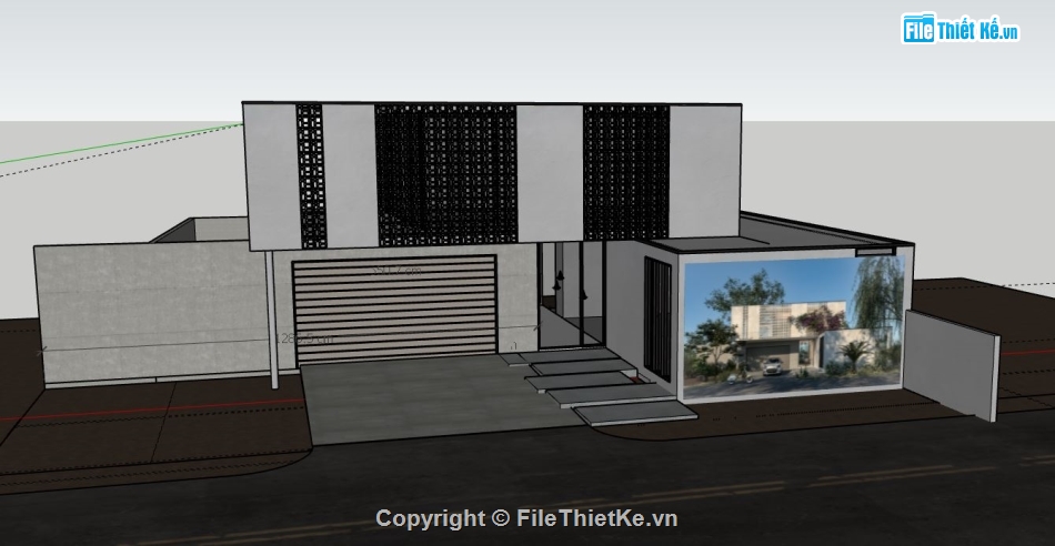 nhà hiện đại,mẫu nhà 2 tầng,mẫu nhà hiện đại,nhà 2 tầng hiện đại,file sketchup nhà phố hiện đại