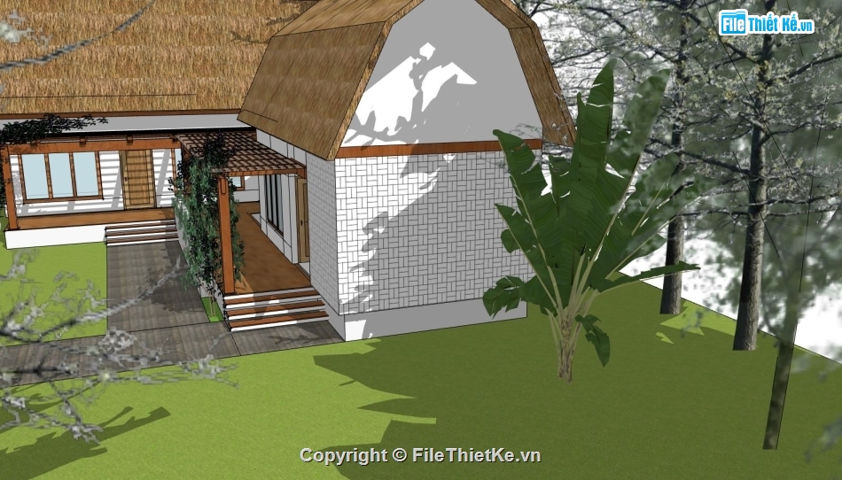 mẫu nhà nông thôn,mẫu nhà ở,sketchup nhà nông thôn,File sketchup nhà,thiết kế nhà nông thôn