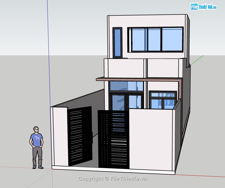 sketchup nhà phố 2 tầng,mẫu nhà phố 2 tầng,File sketchup nhà phố 2 tầng