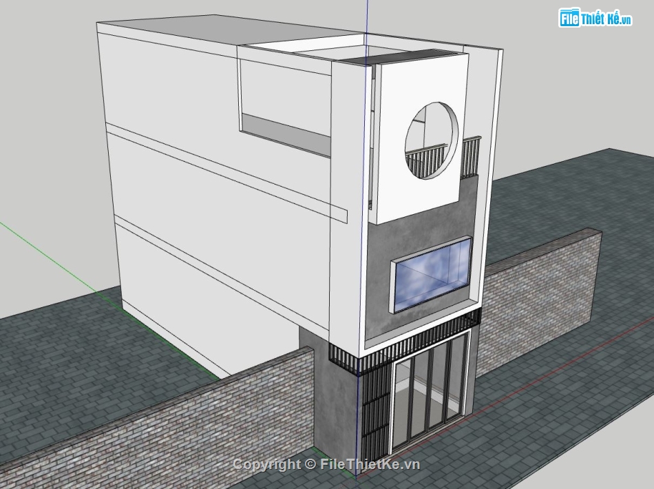 nhà phố 3 tầng,mẫu nhà 3 tầng,mẫu nhà phố 3 tầng,mẫu nhà phố hiện đại,file sketchup nhà phố 3 tầng