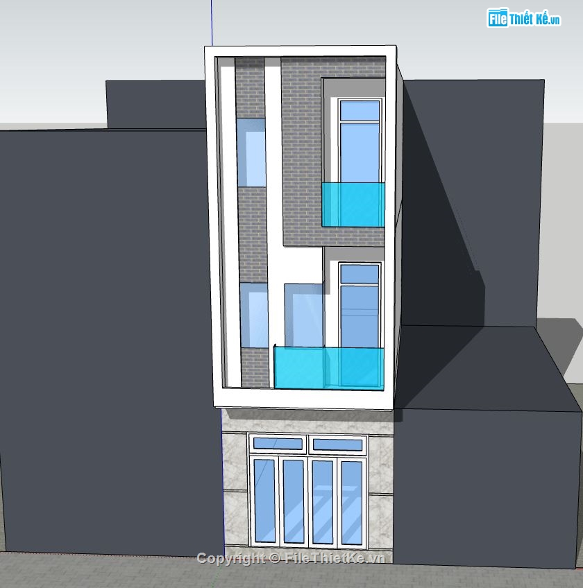 nhà phố 3 tầng,mẫu nhà phố 3 tầng,model su nhà phố 3 tầng,file sketchup nhà phố 3 tầng