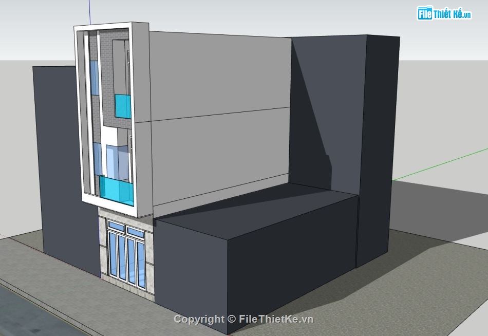 nhà phố 3 tầng,mẫu nhà phố 3 tầng,model su nhà phố 3 tầng,file sketchup nhà phố 3 tầng