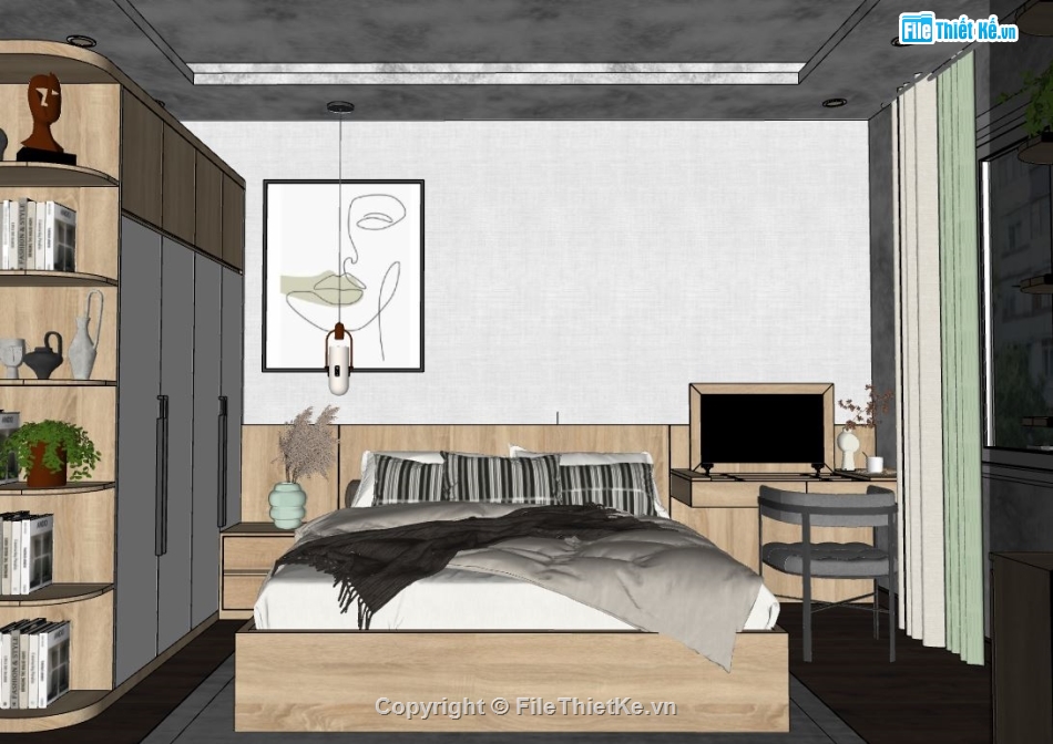 nội thất phòng ngủ,sketchup nội thất,File sketchup nội thất,File sketchup nội thất phòng ngủ,mẫu phòng ngủ