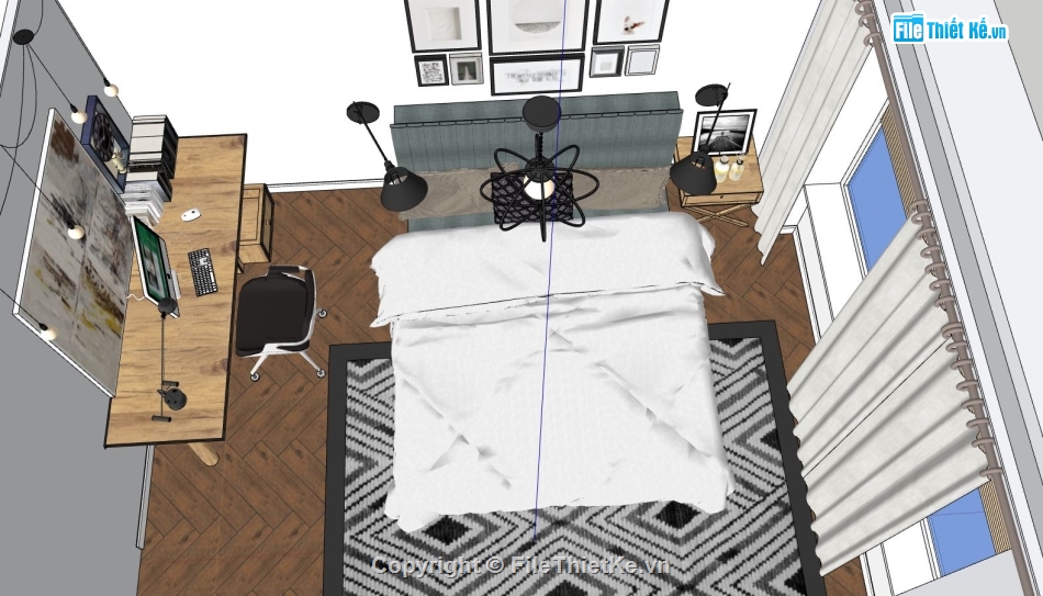 nội thất phòng ngủ,3d sketchup phòng ngủ,sketchup nội thất phòng ngủ,File sketchup nội thất