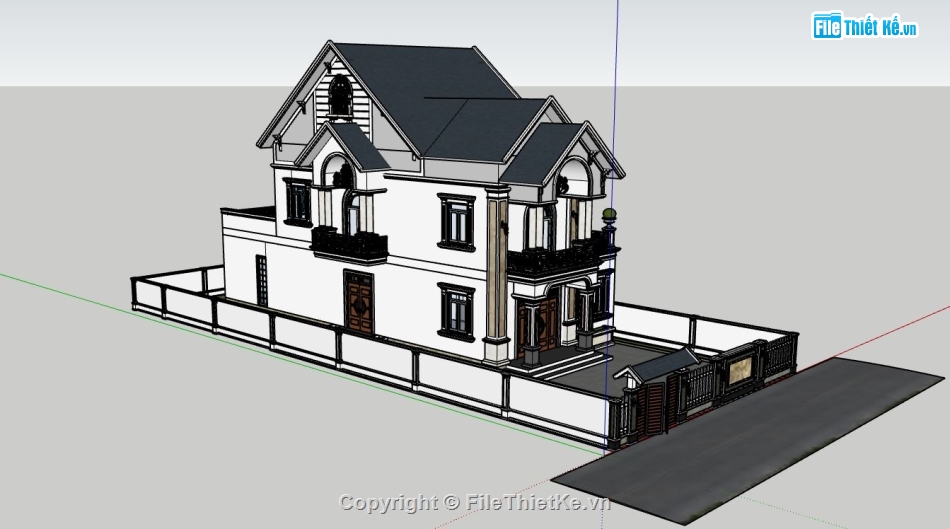 biệt thự 2 tầng,sketchup biệt thự 2 tầng,model su biệt thự 2 tầng