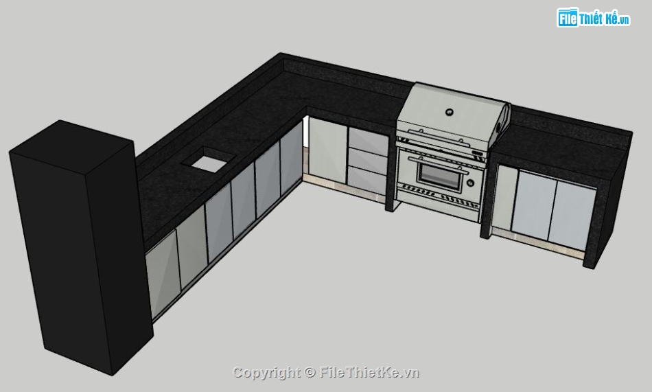 sketchup tủ bếp,File sketchup tủ bếp,tủ bếp thiết kế sketchup