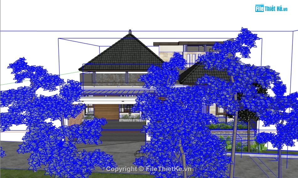 su nhà 1 tầng,file su nhà ở 1 tầng,model su nhà ở 1 tầng,file sketchup nhà 1 tầng