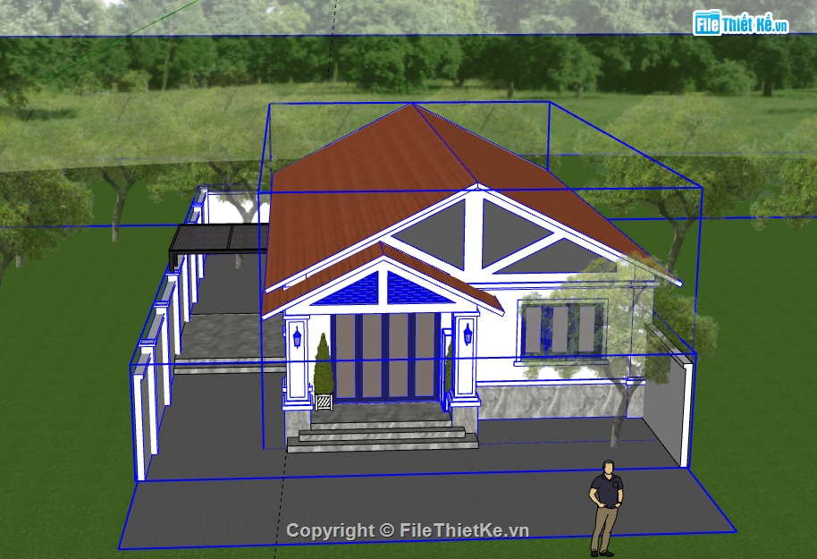 mái thái 1 tầng,sketchup nhà 1 tầng mái thái,model sketchup nhà 1 tầng mái thái,3d sketchup nhà 1 tầng mái thái,file su nhà 1 tầng mái thái