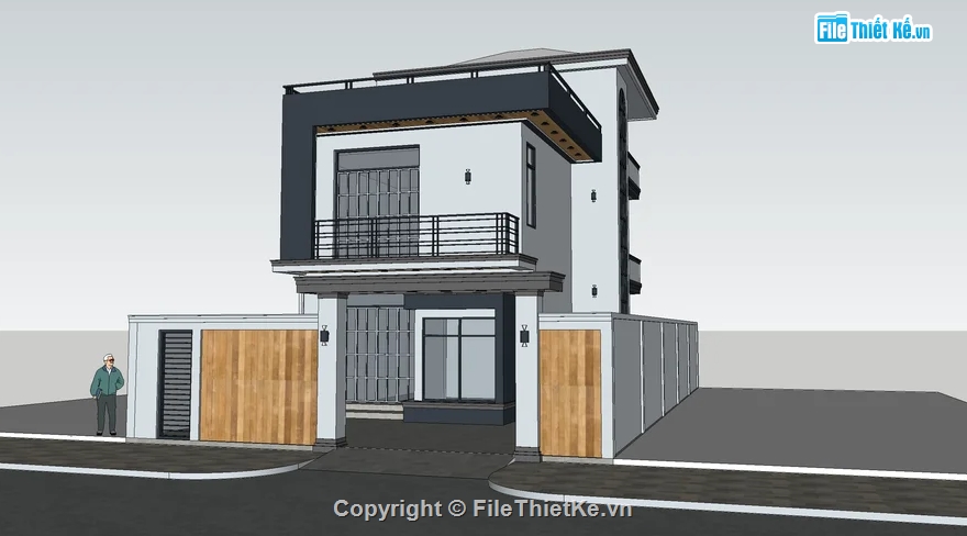 sketchup nhà 2 tầng,nhà 2 tầng đẹp,nhà phố 2 tầng