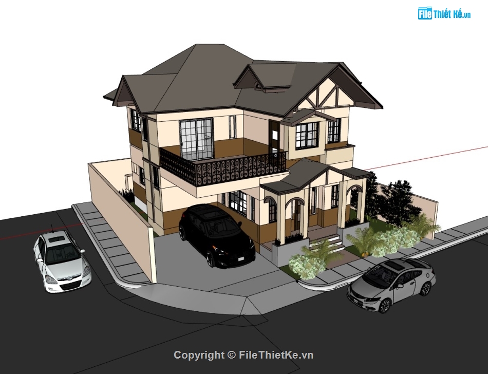 nhà 2 tầng,sketchup nhà 2 tầng,su nhà 2 tầng