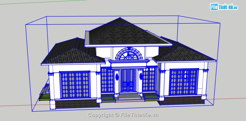 biệt thự 1 tầng file su,model su biệt thự 1 tầng,model sketchup biệt thự 1 tầng,file su biệt thự 1 tầng