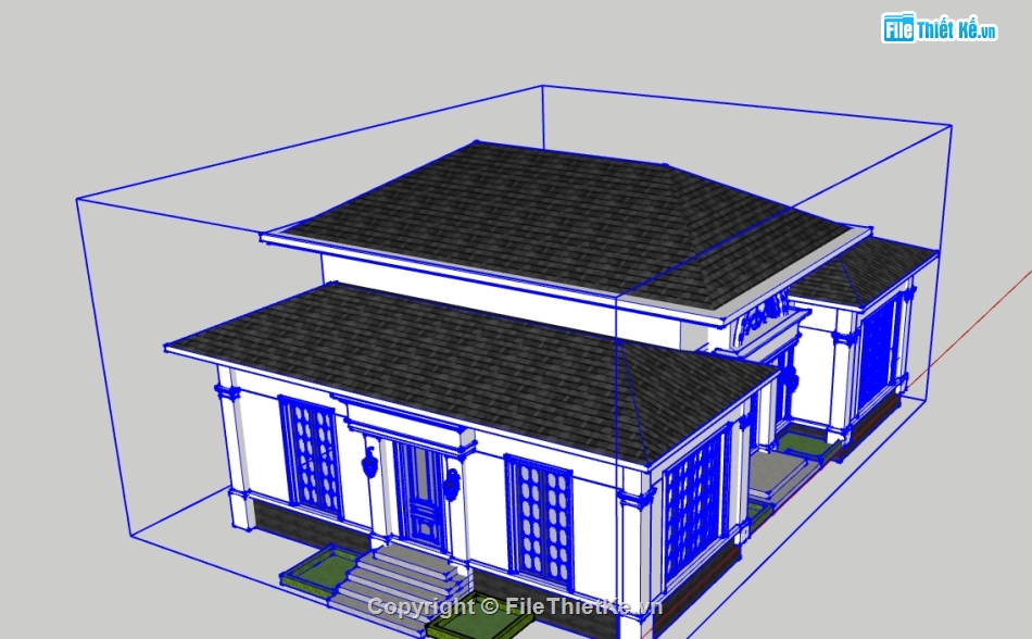 biệt thự 1 tầng file su,model su biệt thự 1 tầng,model sketchup biệt thự 1 tầng,file su biệt thự 1 tầng